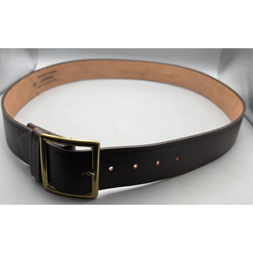 Vintage USA Top Grain Bridle Leather Belt Brown Brass Buckle Men's Size 38